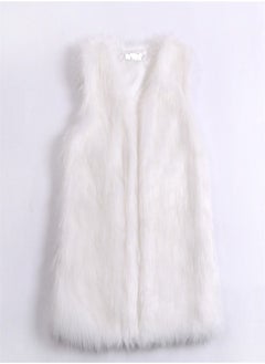 Loquat Medium Long Warm Imitation Fox Fur Vest White  - Image 2