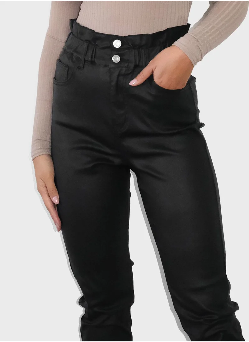 Missguided Coated Elasticated Balloon Jeans