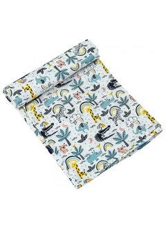Thread Fairy Co Thread Fairy Super Soft Organic Cotton Muslin Swaddle Blanket for New Born Baby Receiving Swaddle Wrap Stroller Cover Multi Coloured Jungle Fun  - Image 3