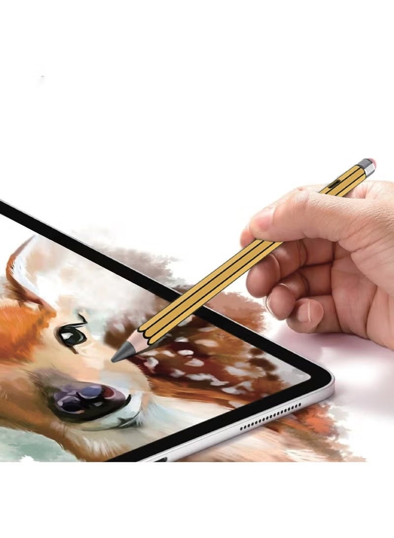 إيون قلم ايباد إي ون كلاسيك (Eone Classic) للآيباد مع حافظة مجانية - تصميم قلم رصاص، شحن USB-C، يدعم راحة اليد والميل - أصفر/خشبي - Image 5