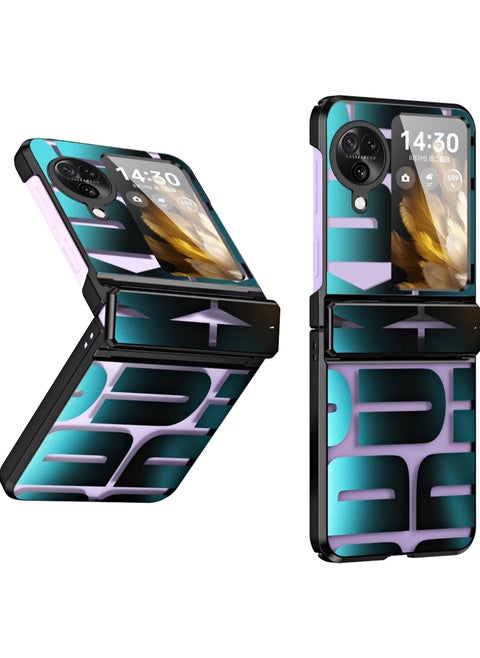 OPPO Find N3 Flip Case with Hinge + Camera Lens Protector, Shockproof Full Protection Solid Cover (electroplated), PC Material with Hard Protection