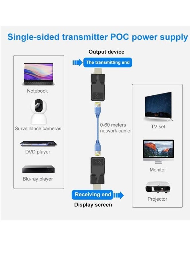 Zero 60m RJ45 to HDMI Network Extender, with Cable tybe-C - Black - Image 3