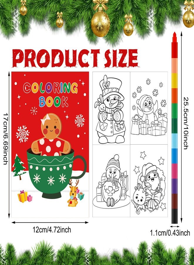 Zhanmai 64 Pcs Christmas Coloring Book with Stacking Crayons for Kids Bulk Santa Claus Snowman Elk Penguin Elf Gingerbread Holiday Activity Book for Kids Christmas Activities Party Favors Gifts - Image 2