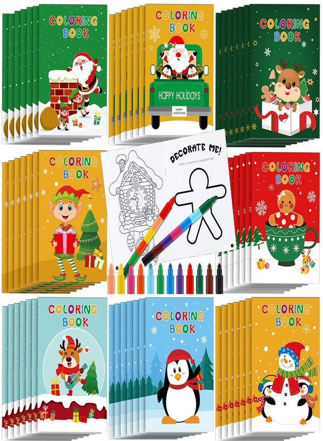 Zhanmai 64 Pcs Christmas Coloring Book with Stacking Crayons for Kids Bulk Santa Claus Snowman Elk Penguin Elf Gingerbread Holiday Activity Book for Kids Christmas Activities Party Favors Gifts - Image 1
