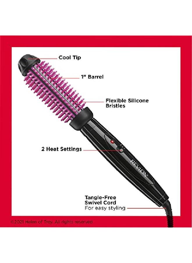 Revlon - Silicone Bristle Heated Hair Styling Brush Black 1 inch barrel - Image 1
