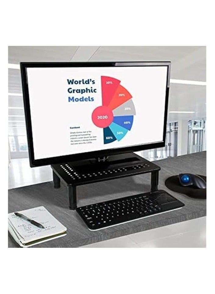 Green Tiger Monitor Stand Riser, 3 Adjustable Height Monitor Stand For Computer, Pc, Printer Home&Office, Stable Black Metal Construction, Ergonomic Premium Metal Riser Stand, Black - Image 2