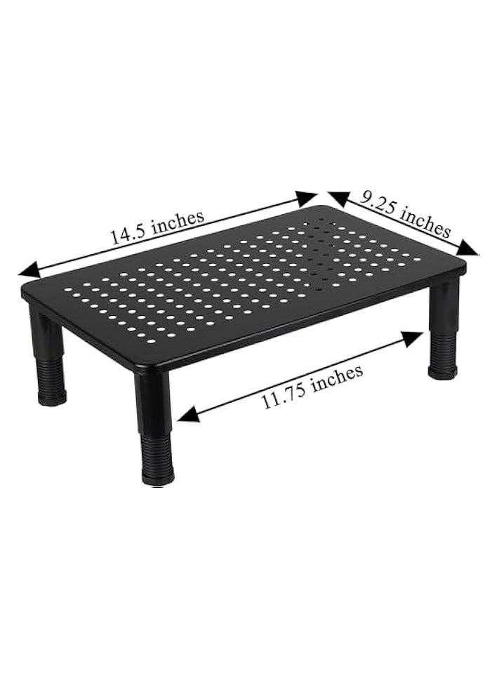 Green Tiger Monitor Stand Riser, 3 Adjustable Height Monitor Stand For Computer, Pc, Printer Home&Office, Stable Black Metal Construction, Ergonomic Premium Metal Riser Stand, Black - Image 3