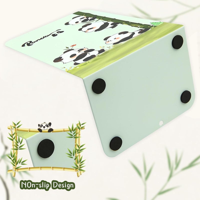 Winterworm Adorable Panda Bookends for ShelvesAnimal Book Ends Green Panda with Bamboo Metal Kids Bookends Student Bookends Book Holder Journal Book Organizer CD Holder for Office School Desk Decoration - Image 3