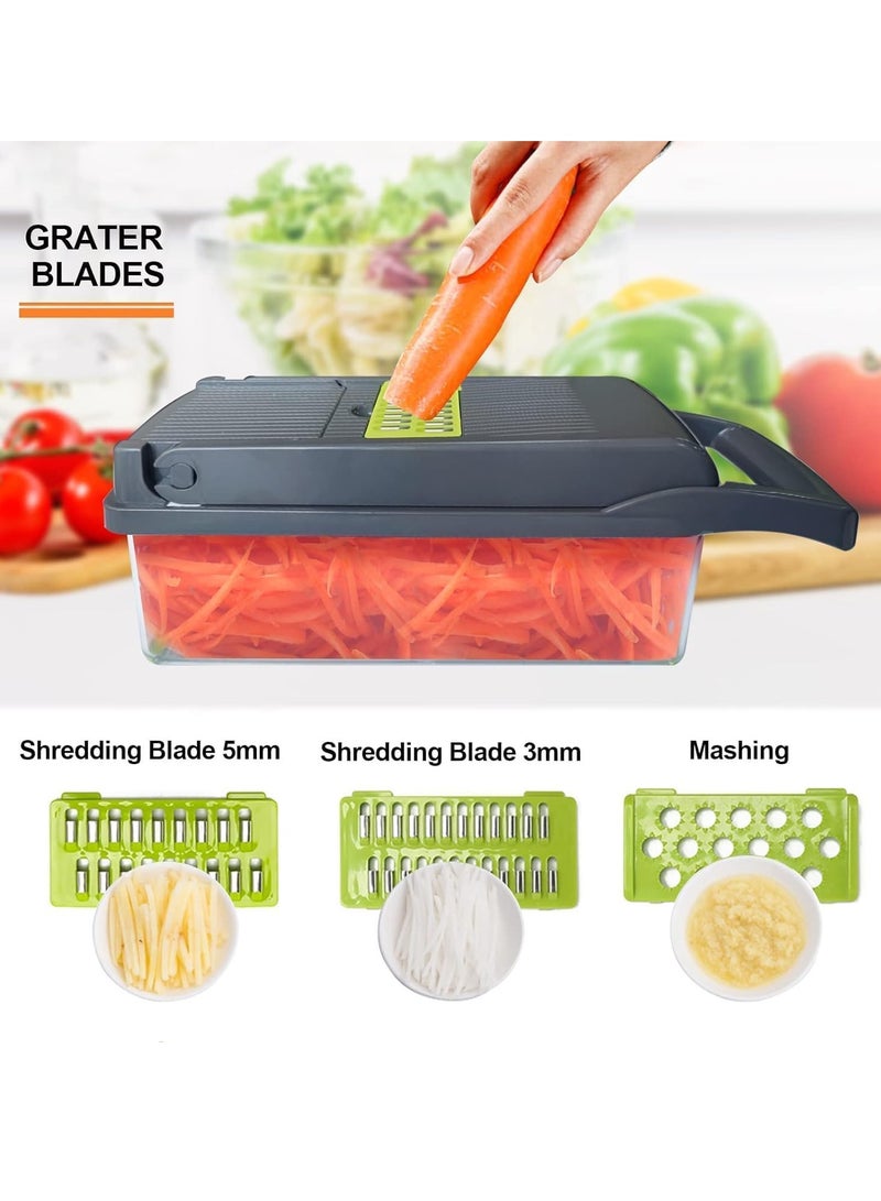 TIGER NEW Vegetable Chopper, Pro Onion  Chopper, Multifunctional 13-in-1 Food Chopper, Kitchen Vegetable Slicer, Dicer Cutter, Salad Potato Mandolin Slicer with 8 Blades and Container - Image 3