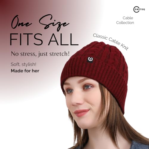 Coreteq Women Woollen Winter Cuff Beanie Cap Cable Knit (Free Size, Pack of 1) -Grey - Image 2