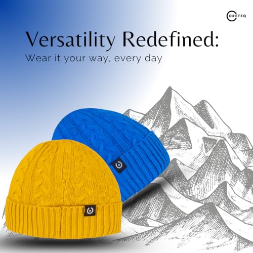 Coreteq Women Woollen Winter Cuff Beanie Cap Cable Knit (Free Size, Pack of 1) -Grey - Image 5