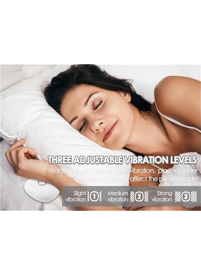 بيوينتي ساعة منبه رقمية بالاهتزاز للأشخاص الذين ينامون بشدة وضعاف السمع والمراهقين، ساعة منبه LED محمولة توضع تحت الوسادة تعمل بالبطارية للسفر او الاستخدام المنزلي، أكريلونيتريل بوتادين ستايرين (ABS)، ابيض - Image 5