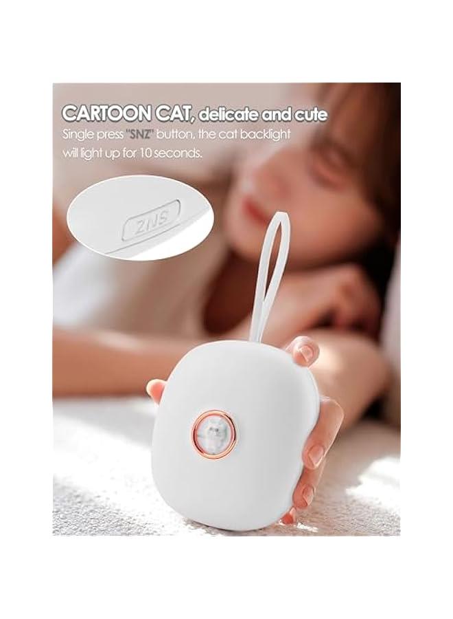 بيوينتي ساعة منبه رقمية بالاهتزاز للأشخاص الذين ينامون بشدة وضعاف السمع والمراهقين، ساعة منبه LED محمولة توضع تحت الوسادة تعمل بالبطارية للسفر او الاستخدام المنزلي، أكريلونيتريل بوتادين ستايرين (ABS)، ابيض - Image 3