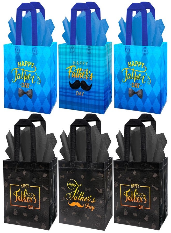 HOWAF 8pcs Father’s Day Gift Bags, Dad’s Day Party Non Woven Bags for Fathers’ Day Party Supplies, I Love You Daddy Candy Treat Bag Papa Feliz Dia Del Padre Goodie Bag with Tissue Paper - Image 1