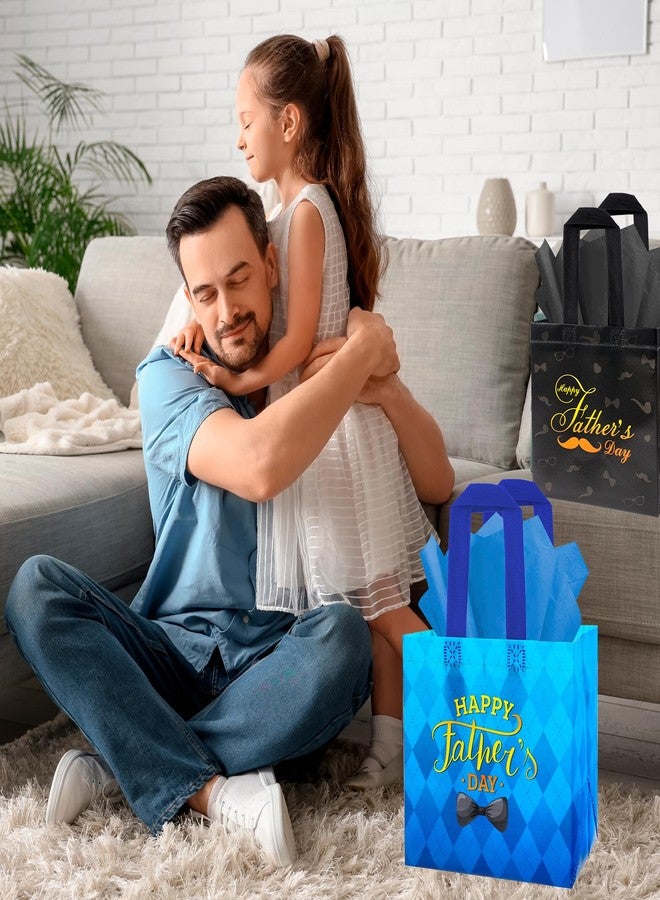 HOWAF 8pcs Father’s Day Gift Bags, Dad’s Day Party Non Woven Bags for Fathers’ Day Party Supplies, I Love You Daddy Candy Treat Bag Papa Feliz Dia Del Padre Goodie Bag with Tissue Paper - Image 5