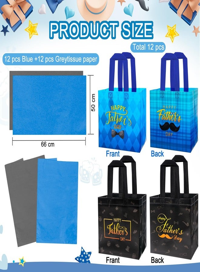 HOWAF 8pcs Father’s Day Gift Bags, Dad’s Day Party Non Woven Bags for Fathers’ Day Party Supplies, I Love You Daddy Candy Treat Bag Papa Feliz Dia Del Padre Goodie Bag with Tissue Paper - Image 3