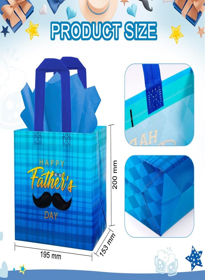 HOWAF 8pcs Father’s Day Gift Bags, Dad’s Day Party Non Woven Bags for Fathers’ Day Party Supplies, I Love You Daddy Candy Treat Bag Papa Feliz Dia Del Padre Goodie Bag with Tissue Paper - Image 2