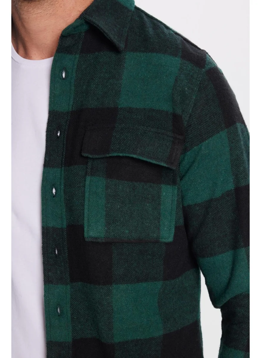 Tudors Slim Fit Slim Fit Lumberjack Double Pocket Flap Checked Winter Shirt