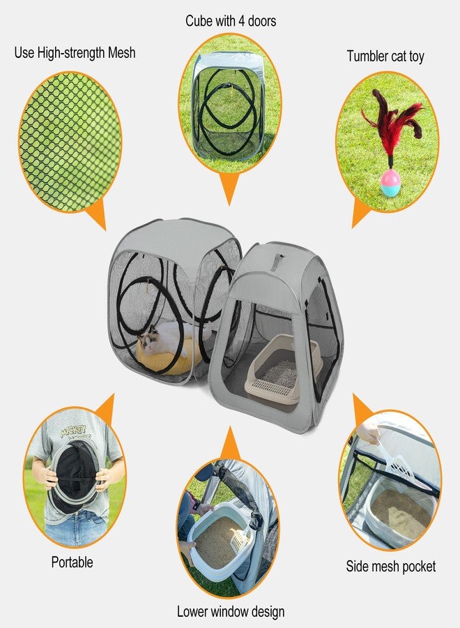 ITENT Portable Cat Playpen, Trapezoidal Design for Better Standing, Foldable Pet Tent for Indoor and Outdoor Use,Dog Playpen, Outdoor Cat Tent, Cat Houses & Condos for Kitten,Cat,Puppy and Small Animals. - Image 5