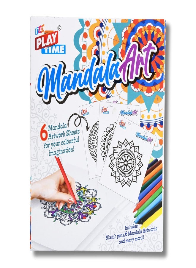Fun4you Fun Play Time Mandala Art Kit for Kids – 6 Mandala Artwork Sheets with Sketch Pens | DIY Art & Craft Kit | Colouring Activity Set for Kids Girls Boys | Creative Drawing & Painting Gift Set - Image 1