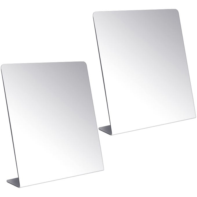 2 PCS COUNTER TOP MIRROR FREESTANDING MIRROR SINGLE SIDED ACRYLIC DESK MIRROR FOR TABLETOP BEDROOM OFFICE BATHROOM DORM HOME 85 X 11 INCH