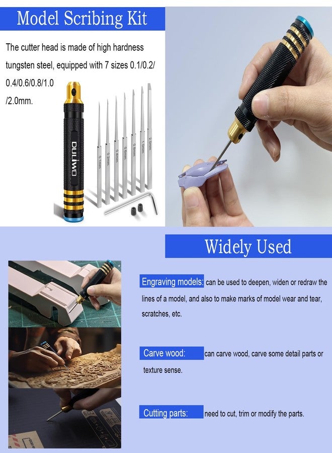 DULIWO Model Kit with Scribing Tools, Pin Vise Hand Drill Set, Tweezers, Brushes for Modelling Gundam Models, Metal Kits, Car and Aircraft Kits for Sscribing, Engraving, Panel lines, Resin,Detailing - Image 3
