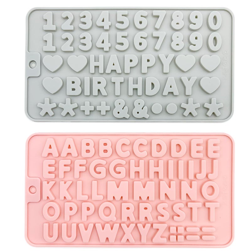 Qgond 2PCS Reusable Silicone Letter & Number Molds | Non-Stick Baking Tools for Chocolate, Cake, Soap | Dishwasher & Oven Safe (-40Â°C to 230Â°C) - Image 1