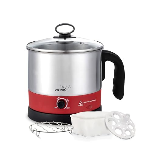 V-Guard VKM12 1.2 Litre Multipurpose Electric Kettle | 600 W | Kettle for Boiling Water,Eggs,Milk,Tea,Coffee |360° Rotating Base,Auto Cut-Off,Overheat & Dry Boil Protection |1 Year Coverage by V-Guard - Image 1