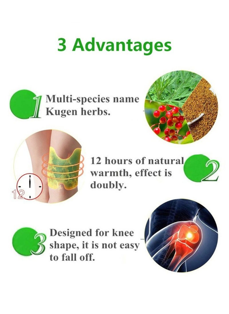 KanyeHB - 12Pcs Knee Plaster Knee Pain Relief Patches Heat Patches for Knee Pain Relief Bone on Bone Herbal Plaster Pain Patches Relief Back Joint Neck Shoulder Wormwood Joint Pain Relief Knee Patches - Image 1