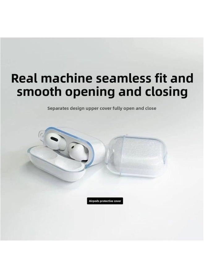 Suitable For Airpods Protective Apple Case Pro2 Transparent Headphone 3/4 Generation 5th Tpu Material-Color:Transparent Soft Shell + Buckle Pearlescent Bag-Model:airpods Pro (with Hanging Ears) - Image 2