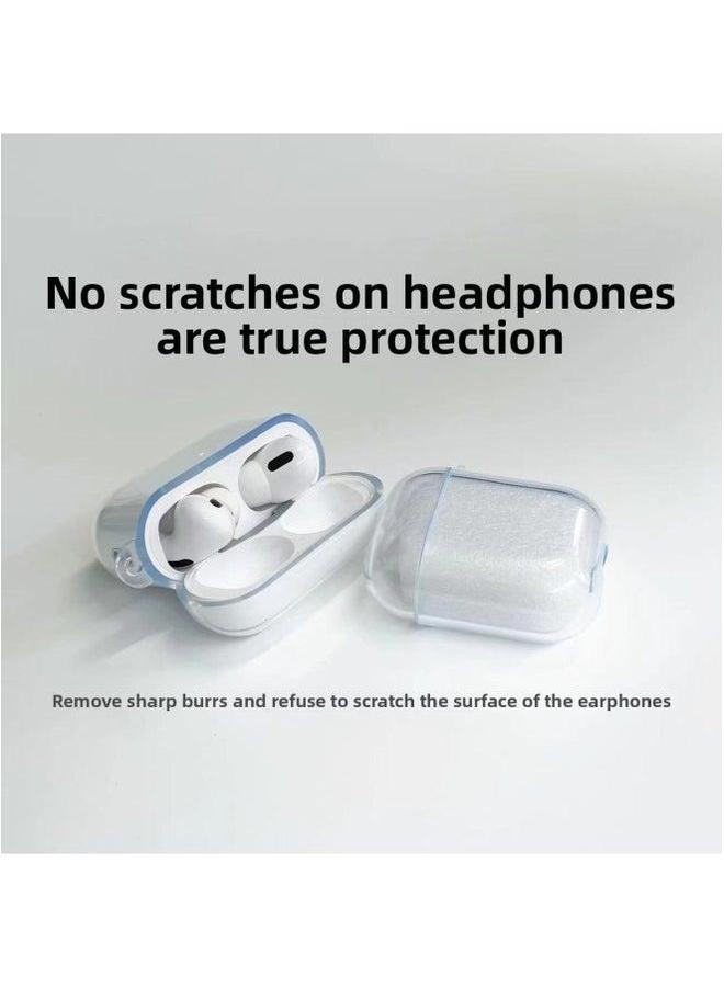 Suitable For Airpods Protective Apple Case Pro2 Transparent Headphone 3/4 Generation 5th Tpu Material-Color:Transparent Soft Shell + Buckle Pearlescent Bag-Model:airpods Pro (with Hanging Ears) - Image 5