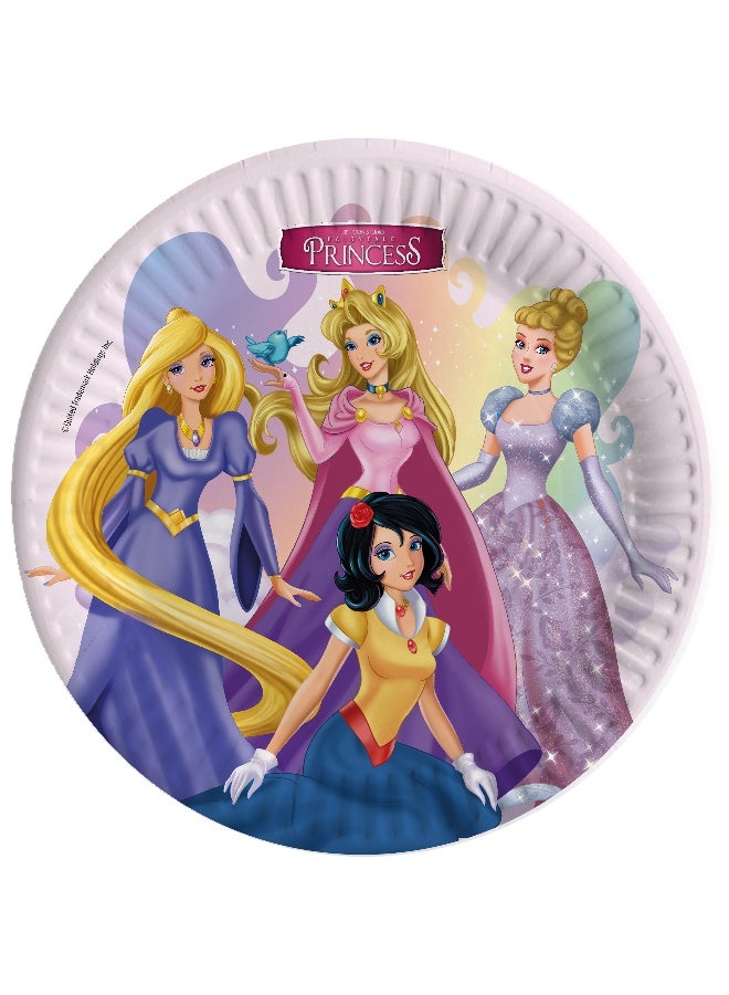 Ciao Princess Toon Compostable Paper Plates – 23 cm Fairy Tale Princess Party Plates, Pack of 8 - Image 1