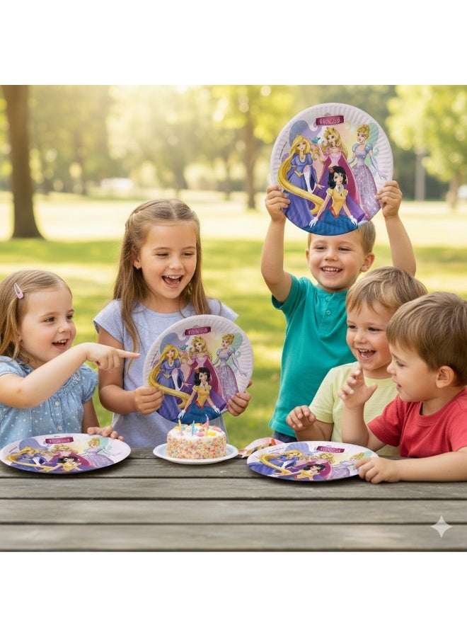 Ciao Princess Toon Compostable Paper Plates – 23 cm Fairy Tale Princess Party Plates, Pack of 8 - Image 3