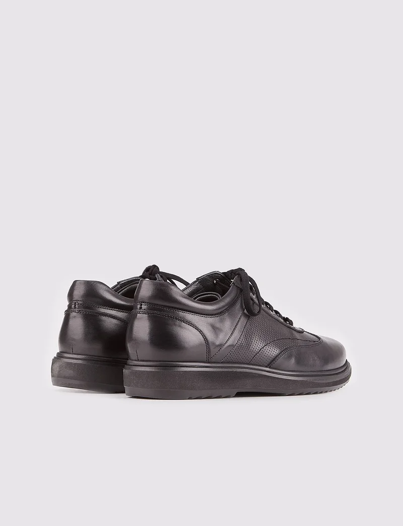 Cabani Genuine Leather Black Lace-Up Men's Casual Shoes
