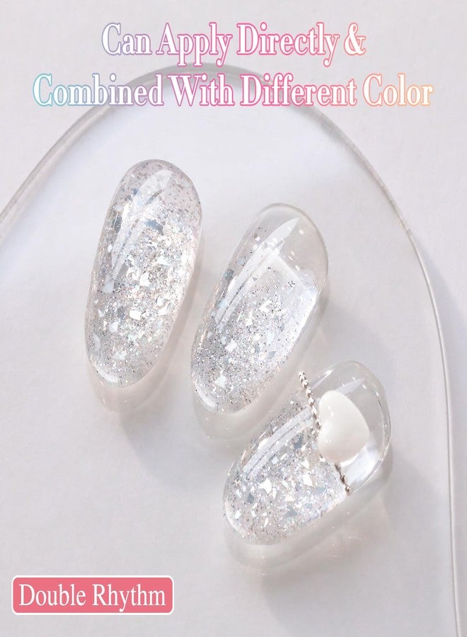 Double Rhythm 0.5Oz Glitter Gel Polish Shimmer Reflective Color for Nail Art Salon DIY Soak Off 15ml Nail Lamp Gel Polish at Home (Clear Silver-B1162) - Image 3