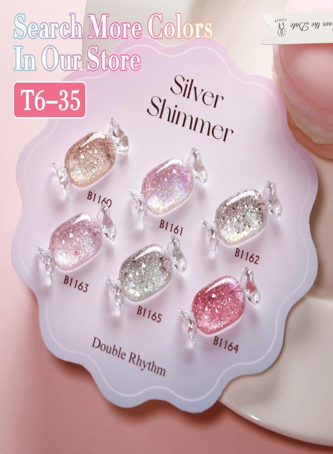 Double Rhythm 0.5Oz Glitter Gel Polish Shimmer Reflective Color for Nail Art Salon DIY Soak Off 15ml Nail Lamp Gel Polish at Home (Clear Silver-B1162) - Image 5