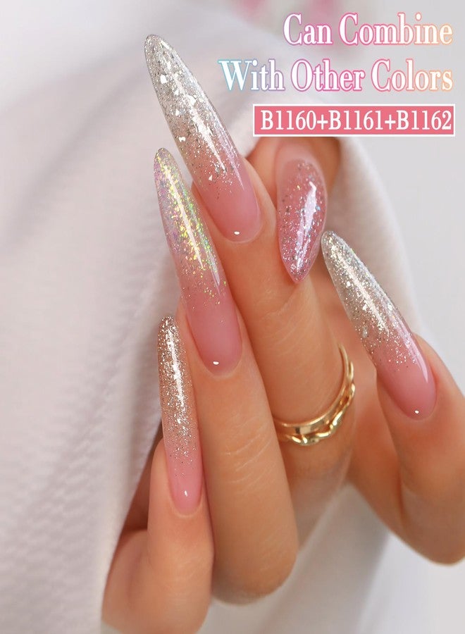 Double Rhythm 0.5Oz Glitter Gel Polish Shimmer Reflective Color for Nail Art Salon DIY Soak Off 15ml Nail Lamp Gel Polish at Home (Clear Silver-B1162) - Image 4