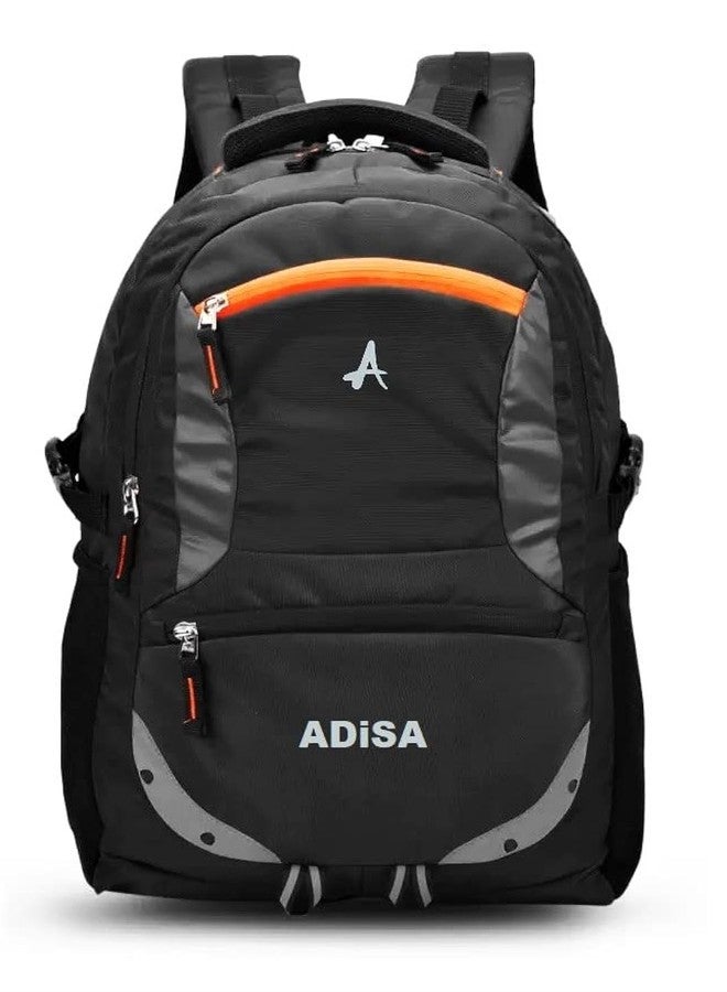 ADISA 32L large laptop backpack office bag college travel back pack with rain cover (Black) - Image 1