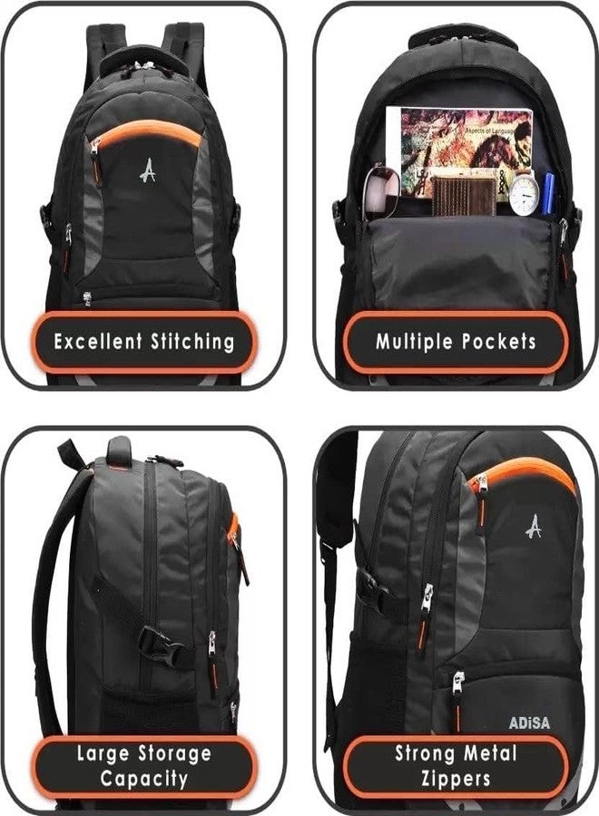ADISA 32L large laptop backpack office bag college travel back pack with rain cover (Black) - Image 3