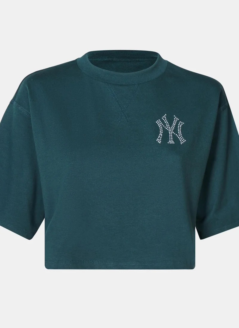 نيو ايرا Women's MLB New York Yankees Diamante Crop Top