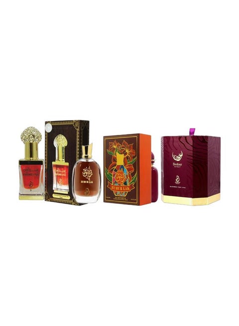 Prestige Bedour Extrait EDP 100ml, Khashab Oud Brown CPO 12ml and Zuhur Lak EDP 100ml