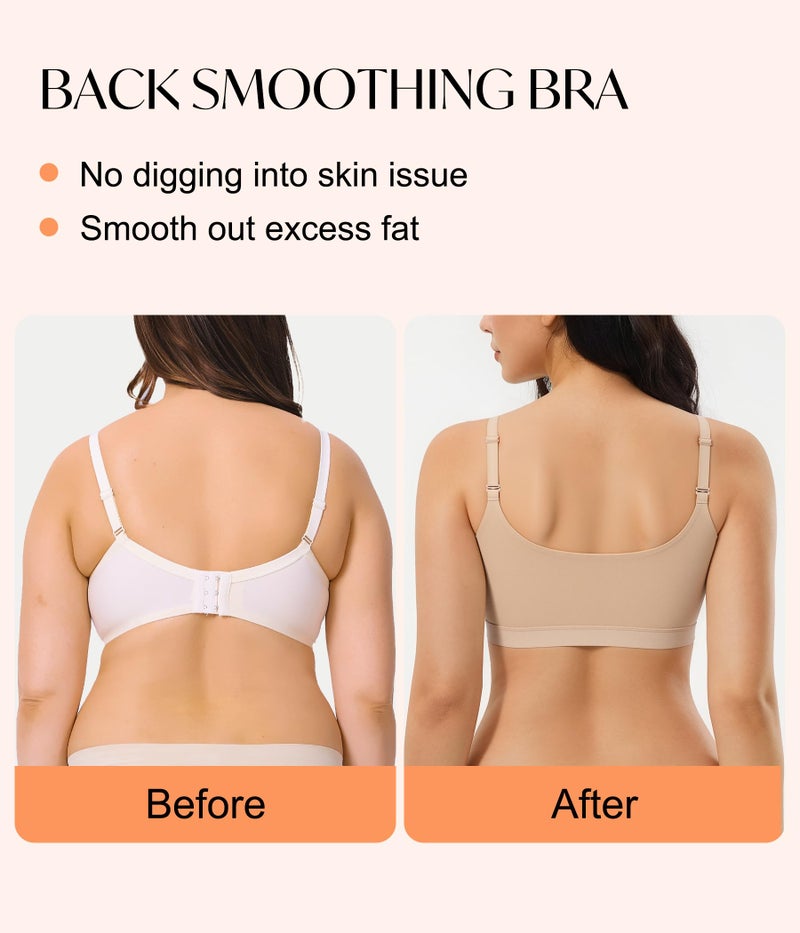 CYDREAM Womens Zip Front Closure Bra Wireless Seamless Bralettes Comfort Full Coverage Back Smoothing No Underwire (US, Alpha, Large, Regular, Regular, Beige) - Image 3
