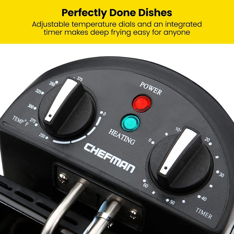 Chefman 4.5 Liter Deep Fryer w/Basket Strainer, XL Jumbo Size, Adjustable Temperature & Timer, Perfect for Fried Chicken, Shrimp, French Fries, Chips & More, Removable Oil-Container, Stainless Steel - Image 4