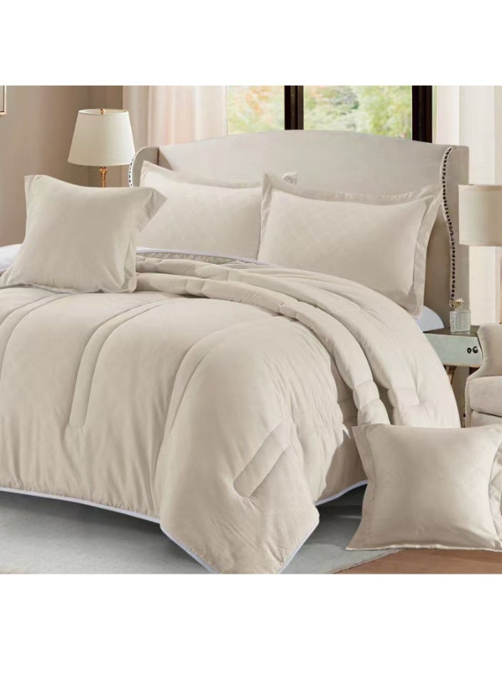 SMART HOME Summer Double Comforter Fits 200x200 cm - 6 Piece Luxury Microfiber Comforter Set, 100% Microfiber Comforter, Reversible Bedspread Set, Double Filled Bedspread Set, 6 Piece Sleeping Set (1 Filled Comforter + 1 Mattress Protector + 2 Pillowcases + 2 Square Decorative PillowCase) Bedspread Size 240x260 cm and Mattress Protector Size 200x200 cm - Image 2