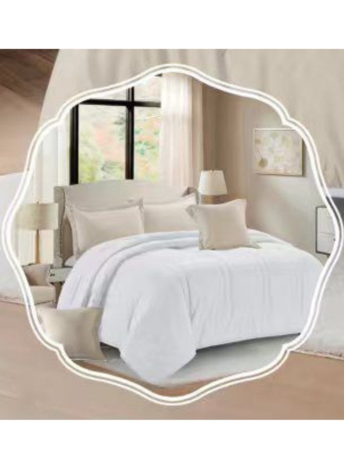 SMART HOME Summer Double Comforter Fits 200x200 cm - 6 Piece Luxury Microfiber Comforter Set, 100% Microfiber Comforter, Reversible Bedspread Set, Double Filled Bedspread Set, 6 Piece Sleeping Set (1 Filled Comforter + 1 Mattress Protector + 2 Pillowcases + 2 Square Decorative PillowCase) Bedspread Size 240x260 cm and Mattress Protector Size 200x200 cm - Image 5