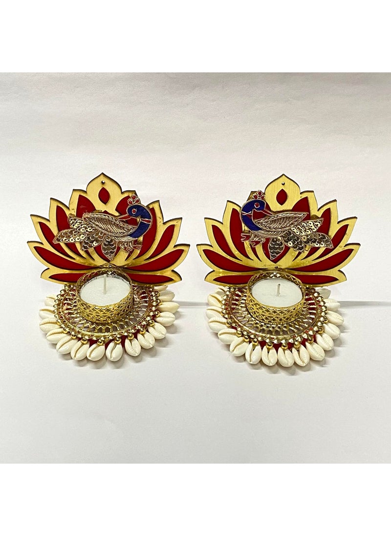 Maahal - Maahal Heavy Design Hand Made Decorative Diya|Tea Light Lotus Candle Holder for Diwali Decoration - Image 1