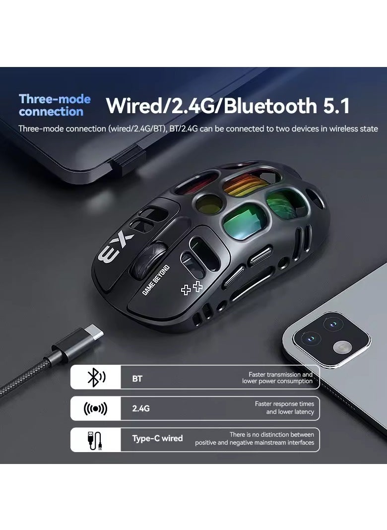 T-WOLF X3 Wireless Gaming Mouse Triple Mode 2.4G/BT/USB-C RGB for PC Laptop  - Image 2