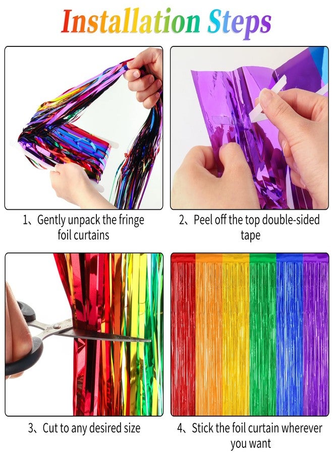 Labrostar Cinco de Mayo Decorations Fiesta Party Decorations Foil Fringe Curtains Backdrop Fiesta Banner for Mexican Decor Wedding Engagement Rainbow Party Supplies - Image 3