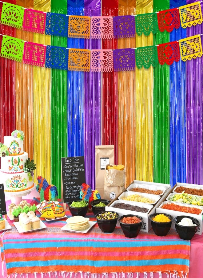 Labrostar Cinco de Mayo Decorations Fiesta Party Decorations Foil Fringe Curtains Backdrop Fiesta Banner for Mexican Decor Wedding Engagement Rainbow Party Supplies - Image 5