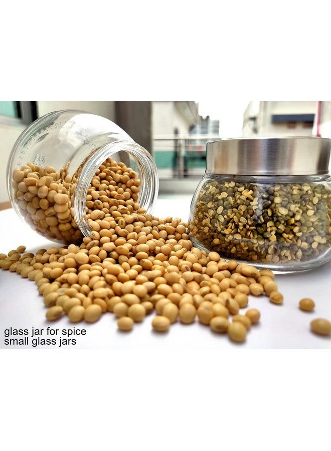 Brezzycloud Oval Shape Spice Glass Jars With Rustproof Steel Airtight Lid, Suitable To Use In Your Home Office, Kitchen Storage/Glass Jars (300Ml, Set Of 8, Transparent) - Image 3